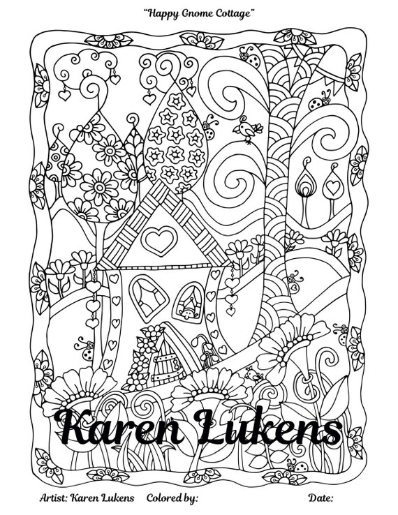 Download 1 Adult Coloring Book Page Karen Lukens A Gnome Home ...