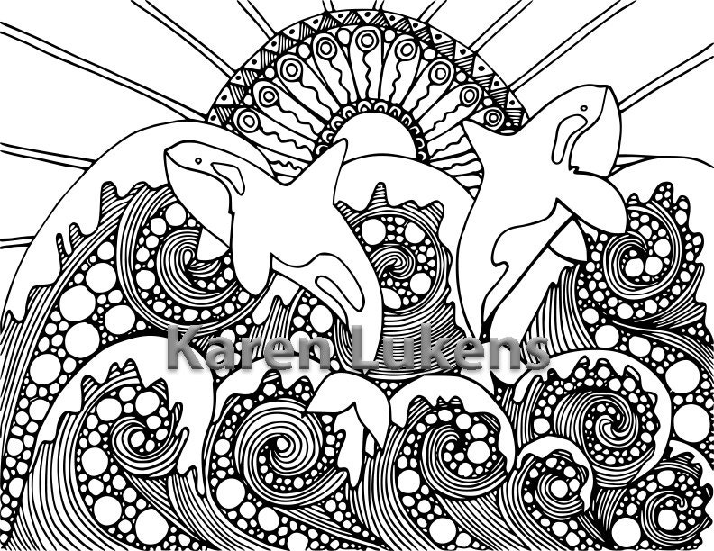 Orca Fun 1 Adult Coloring Book Page Printable Instant Etsy