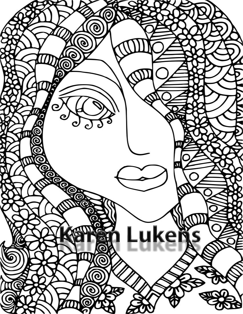 5 pages Girls Pack 2 5 Adult Coloring Book Pages | Etsy