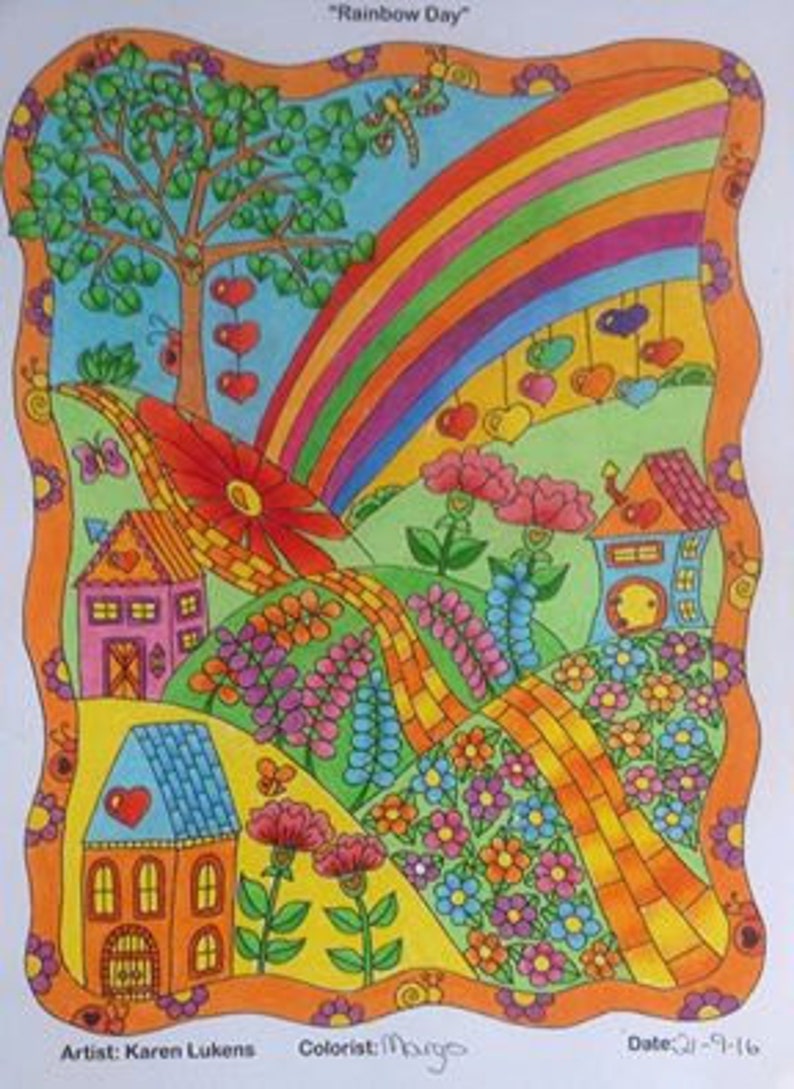 Download Printable Instant Download Rainbow Day 1 Adult Coloring Book Page Drawing Illustration Art Collectibles Vadel Com