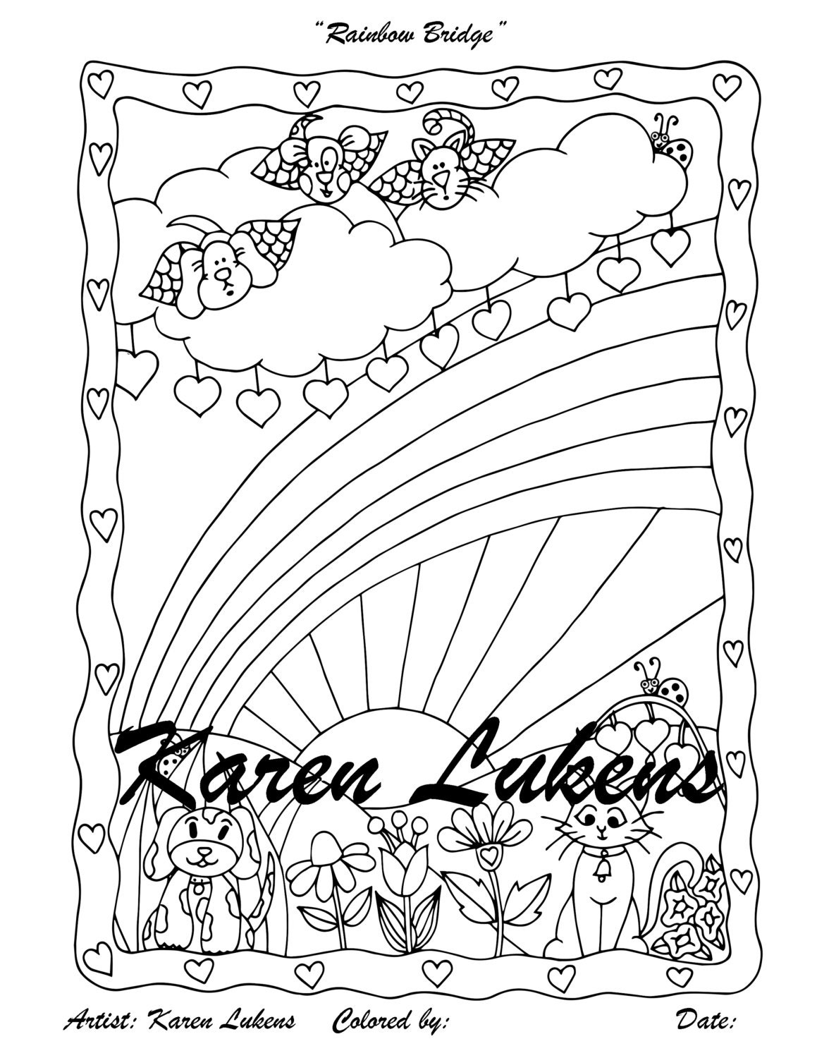 Rainbow Bridge 1 Adult Coloring Book Page Printable Instant | Etsy