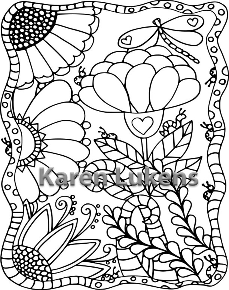 5 pages Dragonfly Coloring Pack 1 5 Adult Coloring Book | Etsy