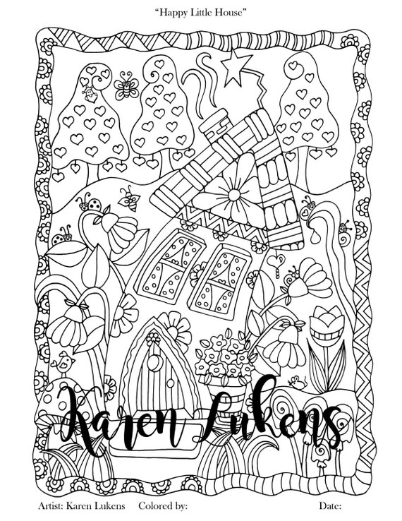Download Happy Little House 1 Adult Coloring Book Page Printable Etsy
