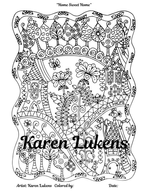 Download Home Sweet Home 1 Adult Coloring Book Page Printable ...