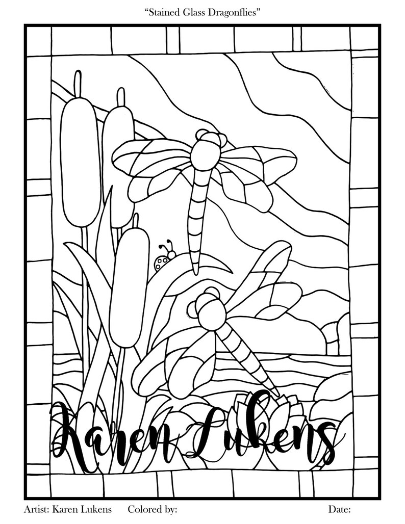 Dragonfly Stained Glass Coloring Pages Coloring Pages