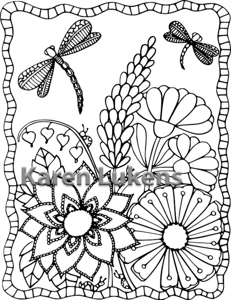 5 pages Dragonfly Coloring Pack 1 5 Adult Coloring Book | Etsy