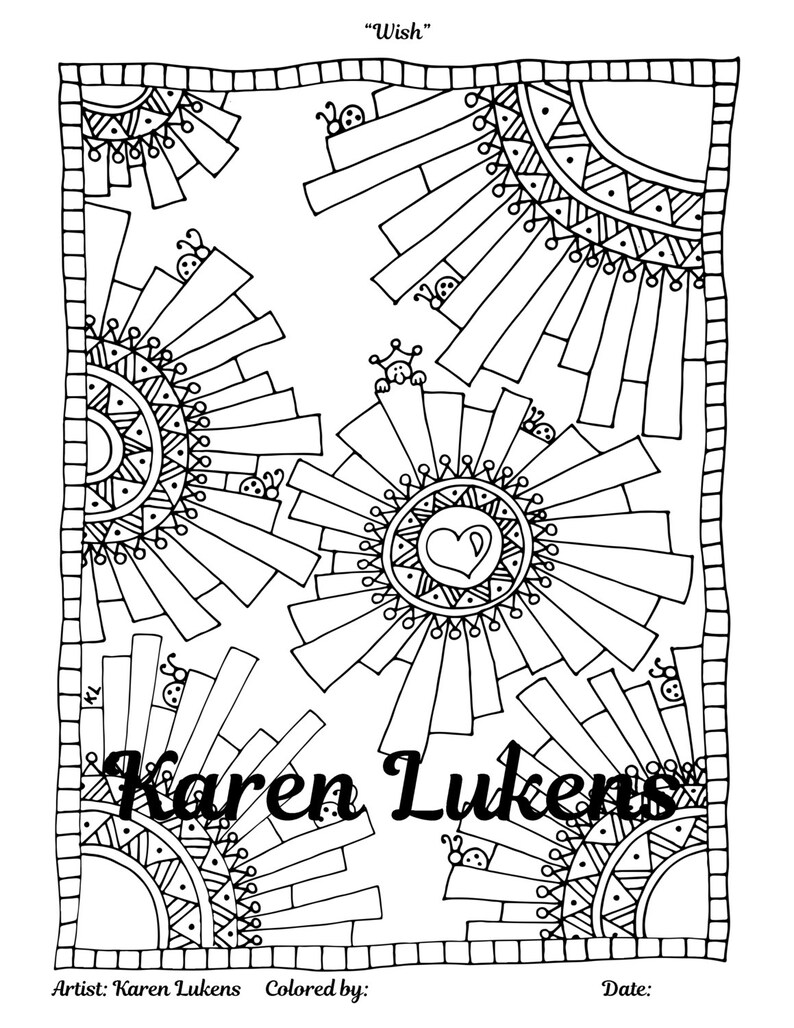 Download Wish 1 Adult Coloring Book Page Printable Instant Download | Etsy