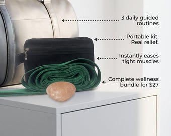 Quick & Easy Stretch Kit with Himalayan Salt Stone, Stretch Strap, Self-Care Guide (PDF)