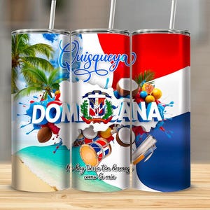 DIGITAL Republica Dominicana tumbler wrap 20oz straight template for sublimation,  PNG Dominican