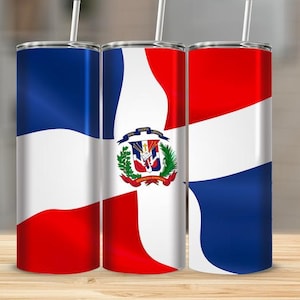 DIGITAL Republica Dominicana tumbler wrap 20oz straight template for sublimation,  PNG Dominican