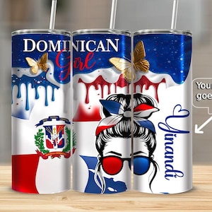 DIGITAL Dominicana girl  tumbler wrap 20oz straight template for sublimation,  2 PNG Dominican