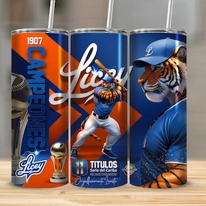 Tigres del Licey Tumbler Wrap: Dominican Flag Baseball (Digital Download)