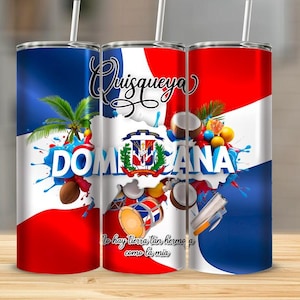 DIGITAL Republica Dominicana tumbler wrap 20oz straight template for sublimation,  PNG Dominican