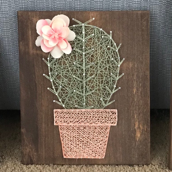 Solo cactus string art • potted cactus • rustic cactus • nursery decor • baby room