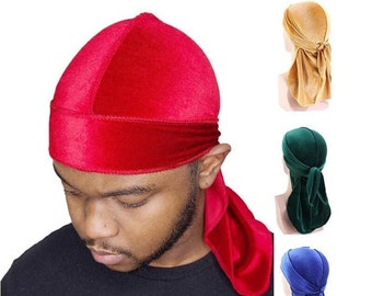 Durag ~ Velvet Durag ~ Long Tail ~ Scarf ~ Unisex ~ Wave Cap ~ Hair Care