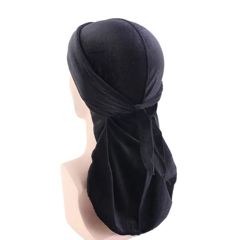 FeiraDeVaidade Velvet Durag Durag Waves Unisex Crushed Velvet Waves Durag  Cap Long Tail Headwrap Durag Turban Hat 