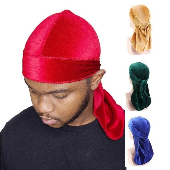 Velvet Durags For Men Long Tail Doo Rag Velvet Men Du Rag Bandana Shiny  Durag Long Tie Waves Cap Durag