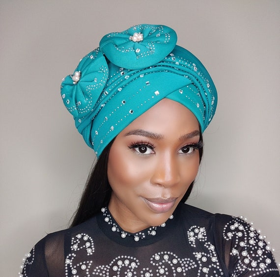 Gele Pretied Headwrap Women Turban Nigerian Hats for Weddings