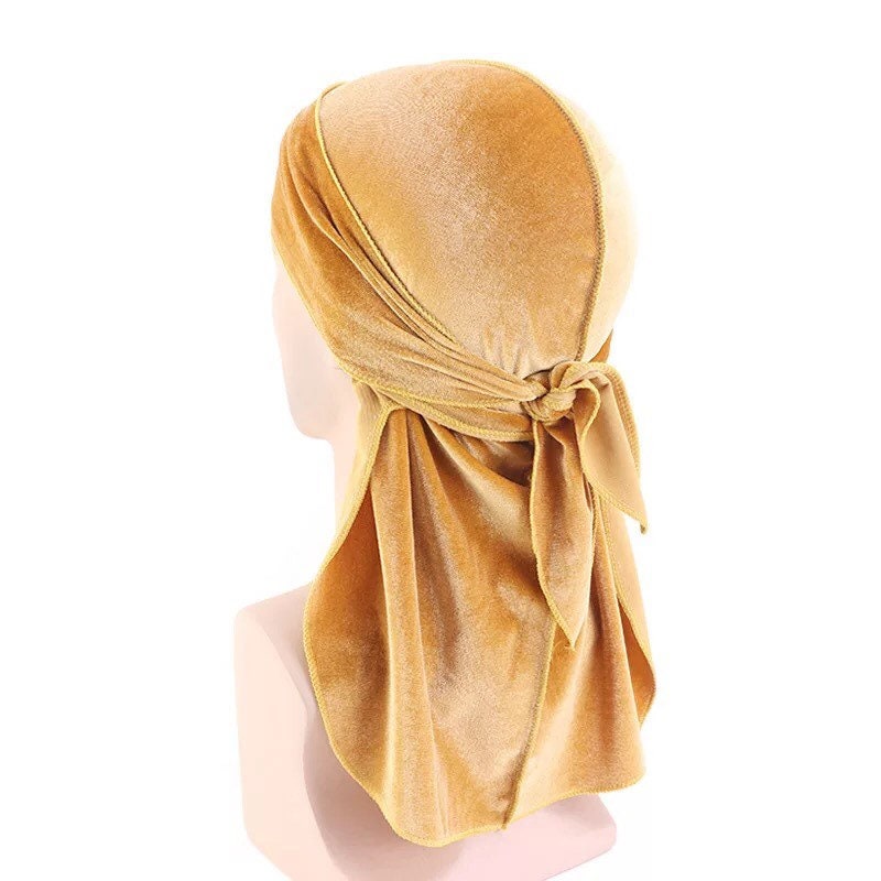 Brown Velvet Durag, Long Tail Luxury Durag, Head Scarf, Turban