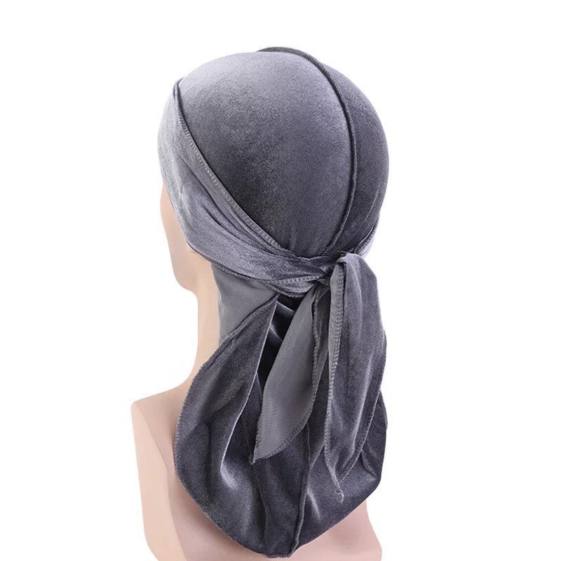 Men Velvet Chinese Dragon Turban Durag Hair Loss Hat Headwear