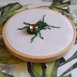 Beaded Beetle Insect Embroidery