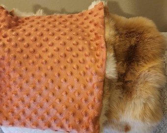 Sensory square plush minky stress alzheimers dementia kids soft  lovie lap blanket fidget baby lovie  rust dimple dot minky tan cream plush