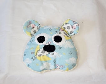 Sensory Bear Bean Bag, cows jump over the moon Fabric, Minky Dimple Dot Fidget