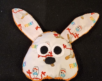 Sensory Bunny Bean Bag, fork Fabric, Minky Dimple Dot