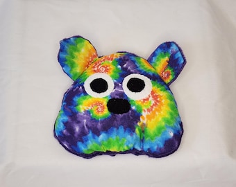 Sensory Bear Bean Bag, tie dye Fabric, Minky Dimple Dot Fidget