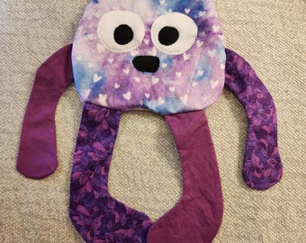 Sensory toy Crinkle buddy Bear lovie lavender dimple dot minky crinkle material ASMR fidget toy soft white hearts fleece