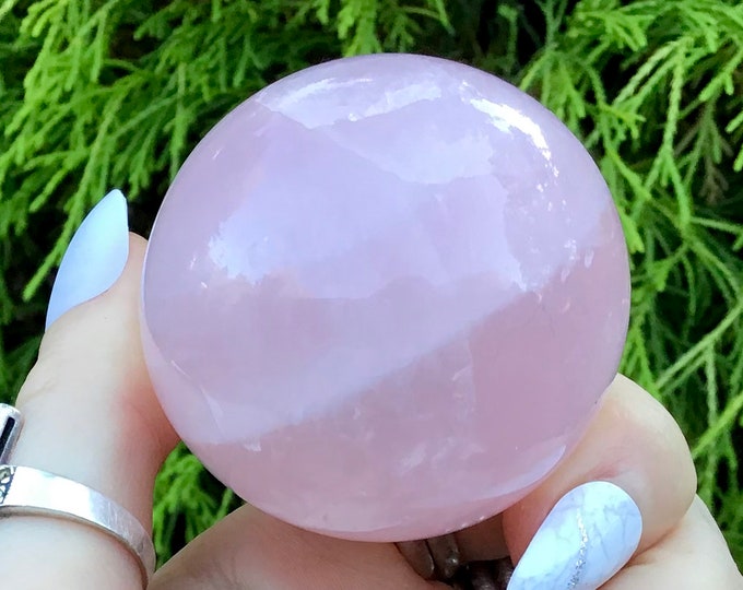 Rose Quartz Crystal Ball: Pink Polished Sphere, Reiki Altar Display