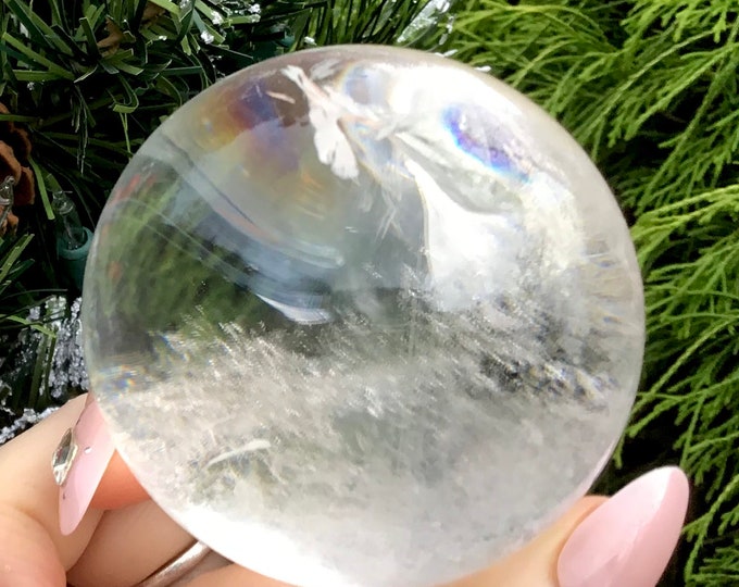 Ultra Clear Quartz Crystal Ball: 2" Polished Sphere, Sparkling Inclusions