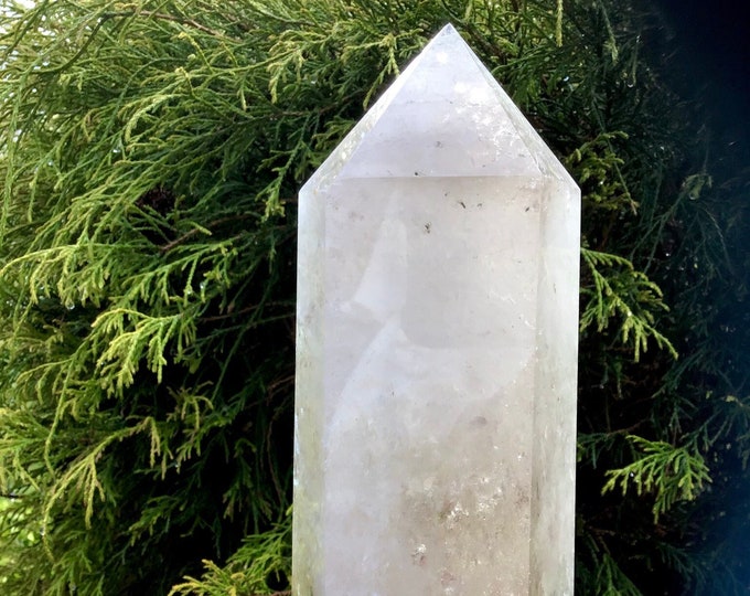 Clear Quartz Crystal Generator ~ Large 3 lb. 10 oz. ~ 8" Tall Tower ~ Sparkling Inclusions ~ White Clouds ~ Fast & Free Shipping + Gift Wrap