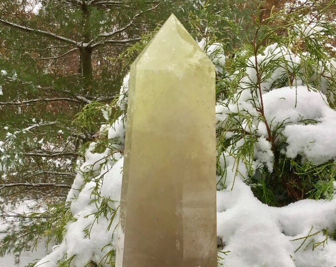 Citrine Crystal Generator ~ Large 22 lb. ~ 18" Tall Tower ~ Big Free Standing ~ Smoky Golden Quartz Inclusions ~ Fast & Free Shipping