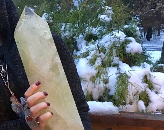 Citrine Crystal Generator ~ 14 Lb. Tower ~ 18" Tall ~ Incredible Sparkling Yellow Rainbow Inclusions ~ Free Standing