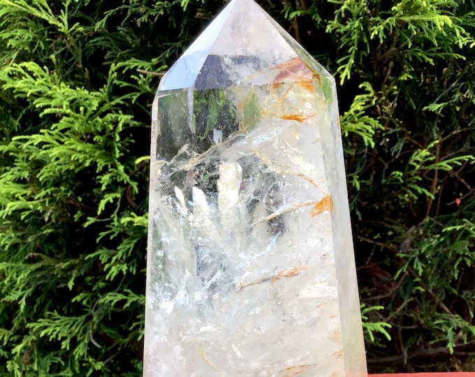 Clear Quartz Crystal Generator ~ Large 2 lb. 12 oz. Tower ~ 6 1/2" Tall ~ Sparkling Inclusions ~  White Clouds  ~ Fast & Free Shipping
