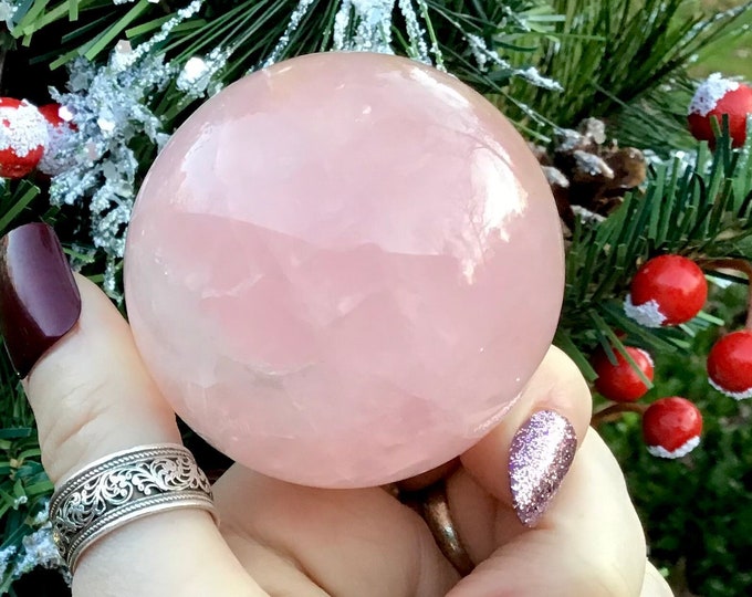 Rose Quartz Crystal Ball ~ 7.4 oz. ~ 2" Wide Polished Sphere ~ Beautiful Sparkling Pink ~ Reiki, Altar Display ~ Fast & Free Shipping