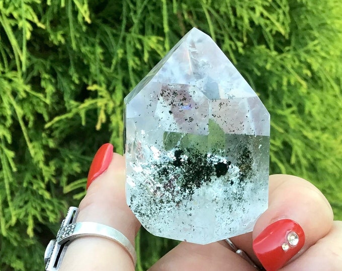 Quartz Crystal Mini Generator ~ 3.6 oz ~ 2" Tall ~ Gem Cut Polished Point ~ Ultra Clear Sparkling Chlorite Inclusions ~ Fast & Free Shipping