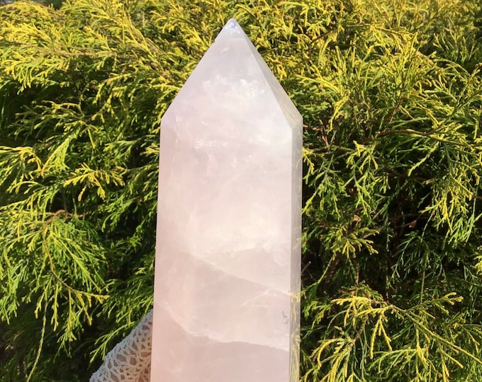 Rose Quartz Crystal Generator ~ 3 lb. 15 oz. ~ 9" Tall ~ 3" wide Tower ~ Sparkling Inclusions ~ Home Decor ~ Fast & Free Shipping from U.S.A