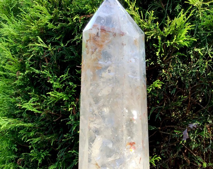 Clear Quartz Crystal Generator ~ 6 Lb. 6 oz. ~ 10" Tall Tower ~ Displays Beautifully ~ Ultra Sparkling Rainbow Inclusions