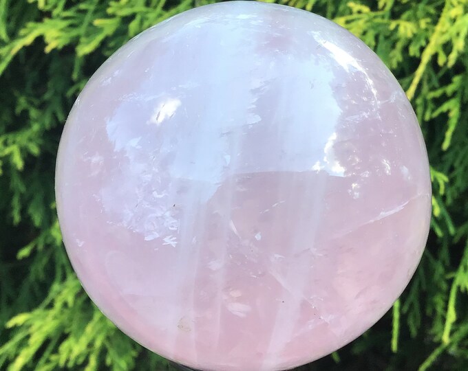 Large Rose Quartz Crystal Ball: Polished Pink Sphere, 2" Wide