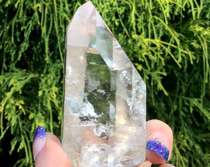 Ultra Clear Quartz Crystal Generator ~ 5.9 oz ~ 3" Tall Tower ~ Gem Cut Polished Point ~ Colorful Sparkling Rainbows ~ Free Shipping, U.S.A.