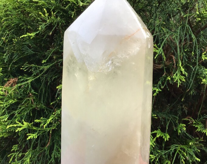 Citrine Crystal Generator ~ Large 4 lb. 4 oz. ~ 8" Tall Tower ~ Ghost Phantoms Sparkling Pillar ~ Fast & Free Shipping