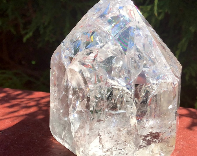 Clear Quartz Crystal Generator ~ 5.5 oz. ~ 2 1/2" Tall ~ Ultra Sparkling Silver Flash Inclusions Rainbows ~ "Fire and Ice" ~ Fast Shipping