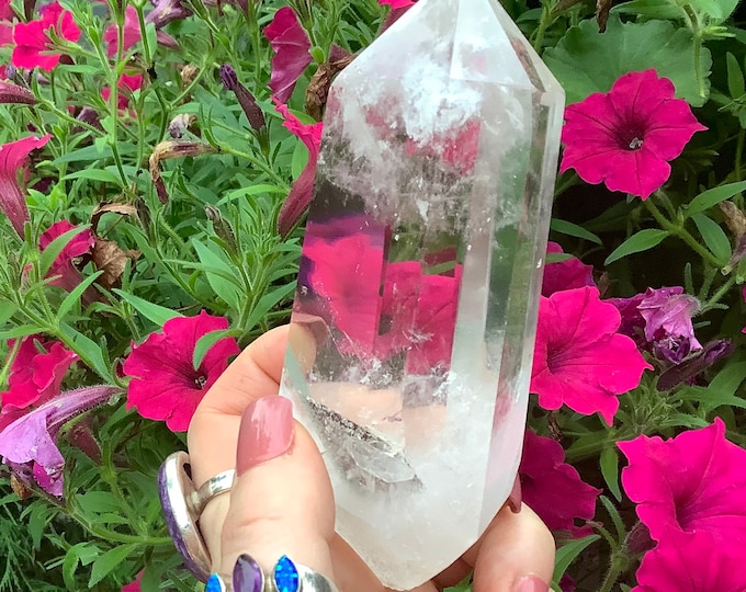 High Altitude Himalayan Quartz Crystal Point ~ Large 9.5 oz. Wand ~ 4 1/2" Long ~ Museum Quality ~ Water Clear, Sparkling Rainbow Inclusions