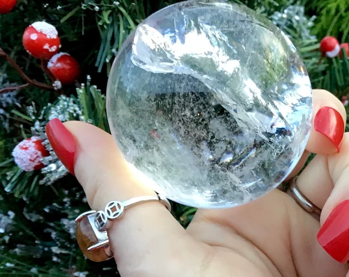 Ultra Clear Quartz Crystal Ball ~ 8 oz. ~ 1 1/2" Wide Sparkling Polished Sphere ~ Beautiful Reiki, Altar, Feng Shui, Meditation Room Display