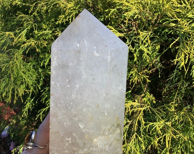 Clear Quartz Crystal Generator ~ Large 4 Lb. 3 oz Tower ~ 7" Tall Pillar ~ Displays Beautifully ~ Ultra Sparkling Inclusions ~ Free Shipping