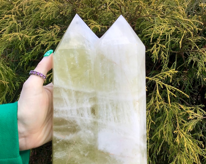 Citrine Crystal Twin Flame Generator ~ Large 7 Lb. 9 oz. ~ 10" Tall Double Tower ~ Natural Golden Clear Yellow Color Rainbow Inclusions ~