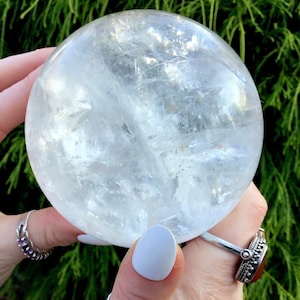 Clear Quartz Crystal Ball ~ 1 Lb. ~ 2 1/2&quot; Wide Translucent Sphere ~ Red Sand Inclusions ~ Stunning Natural Home Decor Fast & Free Shipping