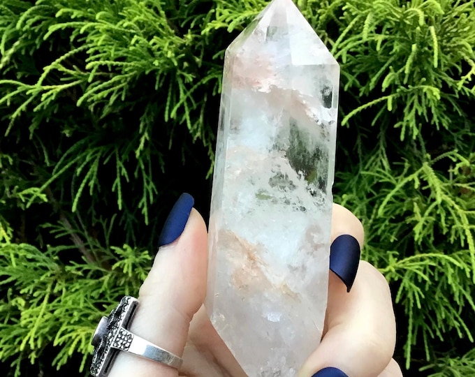 Clear Quartz Crystal Generator ~ 4.8 oz. ~ 4" Tall ~ Sparkling Inclusions ~ White Phantom Inclusions ~ Fast & Free Shipping, U.S.A. ~